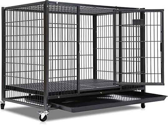 বড় কুকুর ভারী দায়িত্ব ধাতু Kennel এবং কঠিন কালো চার চাকা সঙ্গে ক্রেট