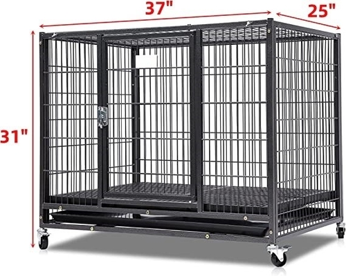 বড় কুকুর ভারী দায়িত্ব ধাতু Kennel এবং কঠিন কালো চার চাকা সঙ্গে ক্রেট