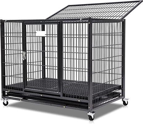 বড় কুকুর ভারী দায়িত্ব ধাতু Kennel এবং কঠিন কালো চার চাকা সঙ্গে ক্রেট