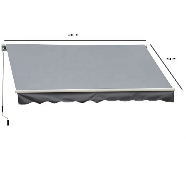 আউটডোর ম্যানুয়াল retractable অ্যারিং কভার আশ্রয় 300 * 200CM আকার এবং ম্যানুয়াল অপারেশন পদ্ধতি সঙ্গে